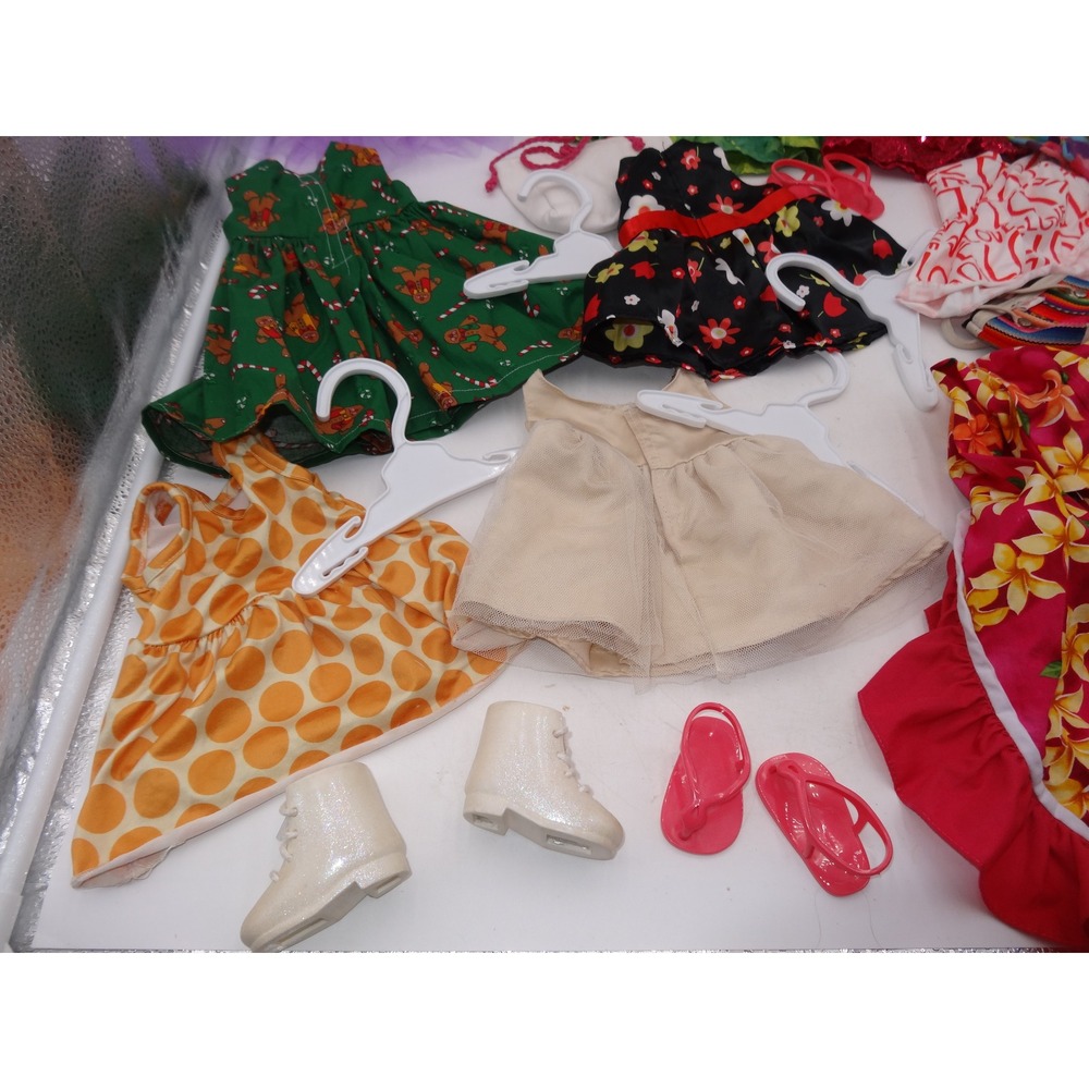 Our Generation Doll Clothes Lot Dresses Shoes Hangers Christmas Hawaii 16 pcs - Picture 11 of 11